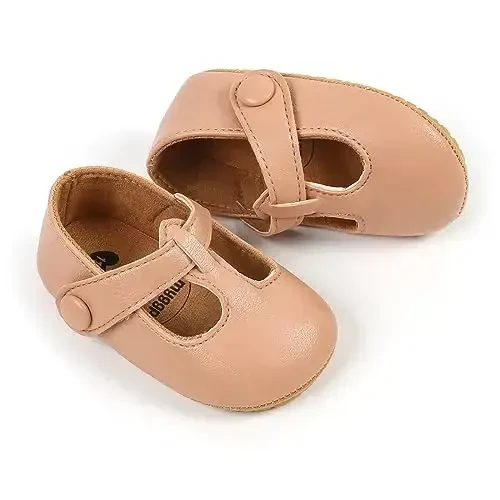 SOFMUO Baby Boys Girls Lace Up Leather Sneakers Soft Rubber Sole Infant Moccasins Newborn Oxford Loafers Anti-Slip Toddler Wedding Uniform Dress Shoes - 5