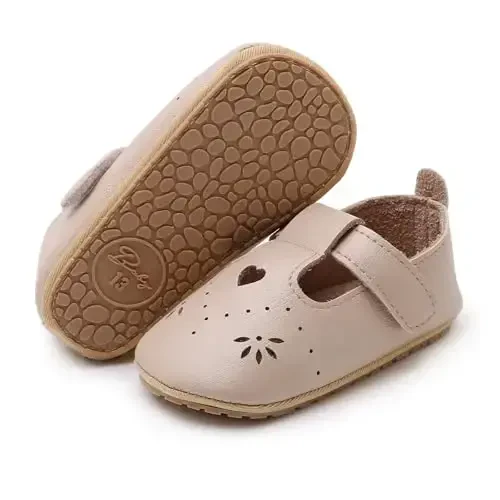 SOFMUO Baby Boys Girls Lace Up Leather Sneakers Soft Rubber Sole Infant Moccasins Newborn Oxford Loafers Anti-Slip Toddler Wedding Uniform Dress Shoes - 4