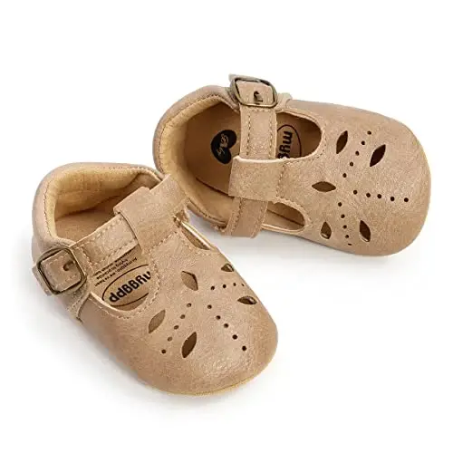 SOFMUO Baby Boys Girls Lace Up Leather Sneakers Soft Rubber Sole Infant Moccasins Newborn Oxford Loafers Anti-Slip Toddler Wedding Uniform Dress Shoes - 5