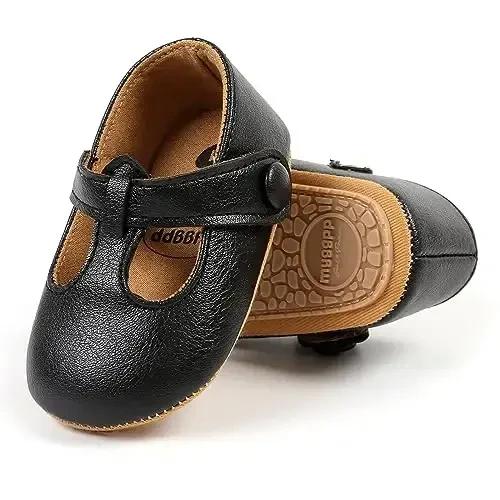 SOFMUO Baby Boys Girls Lace Up Leather Sneakers Soft Rubber Sole Infant Moccasins Newborn Oxford Loafers Anti-Slip Toddler Wedding Uniform Dress Shoes - 5
