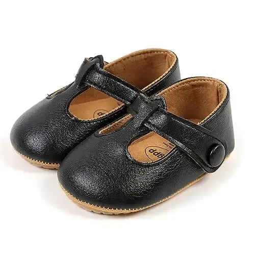 SOFMUO Baby Boys Girls Lace Up Leather Sneakers Soft Rubber Sole Infant Moccasins Newborn Oxford Loafers Anti-Slip Toddler Wedding Uniform Dress Shoes - 7