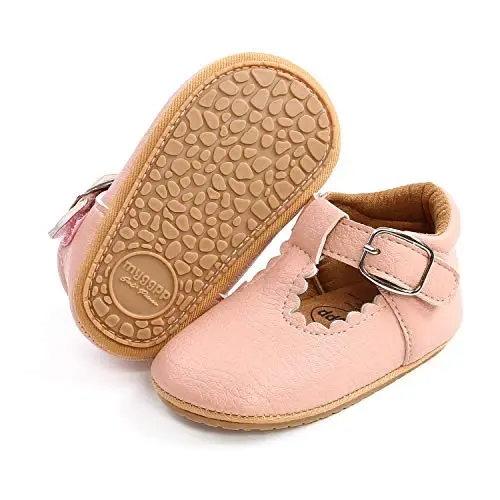 SOFMUO Baby Boys Girls Lace Up Leather Sneakers Soft Rubber Sole Infant Moccasins Newborn Oxford Loafers Anti-Slip Toddler Wedding Uniform Dress Shoes - 1