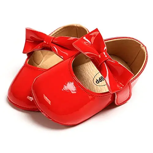 SOFMUO Baby Girls Mary Jane Flats with Bowknot Ballet Slippers Toddler First Walkers Infant Princess Wedding Christmas Dress Shoes - 3