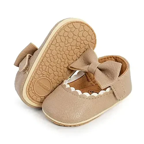SOFMUO Baby Girls Mary Jane Flats with Bowknot Ballet Slippers Toddler First Walkers Infant Princess Wedding Christmas Dress Shoes - 3