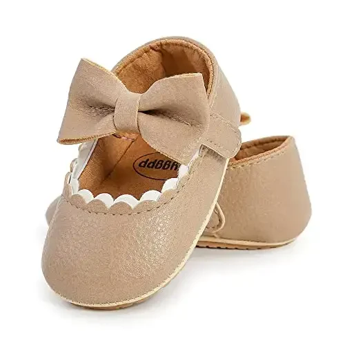 SOFMUO Baby Girls Mary Jane Flats with Bowknot Ballet Slippers Toddler First Walkers Infant Princess Wedding Christmas Dress Shoes - 4