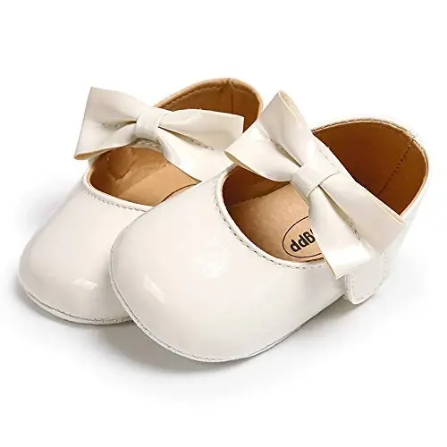 SOFMUO Baby Girls Mary Jane Flats with Bowknot Ballet Slippers Toddler First Walkers Infant Princess Wedding Christmas Dress Shoes - 3