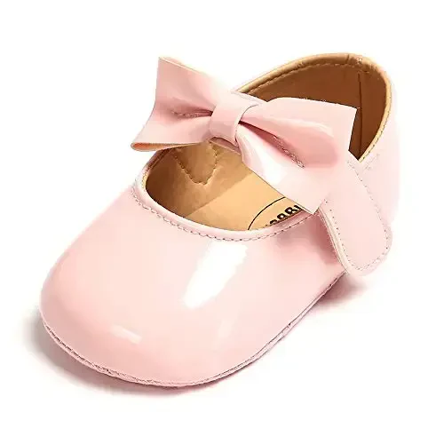 SOFMUO Baby Girls Mary Jane Flats with Bowknot Ballet Slippers Toddler First Walkers Infant Princess Wedding Christmas Dress Shoes - MODAZONE