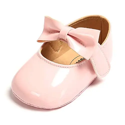 SOFMUO Baby Girls Mary Jane Flats with Bowknot Ballet Slippers Toddler First Walkers Infant Princess Wedding Christmas Dress Shoes - 1