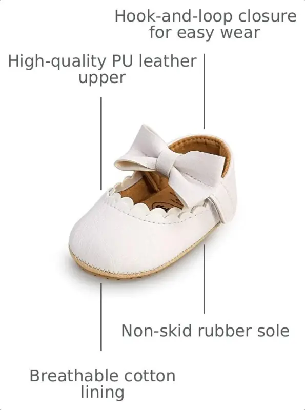 SOFMUO Baby Girls Mary Jane Flats with Bowknot Ballet Slippers Toddler First Walkers Infant Princess Wedding Christmas Dress Shoes - 3