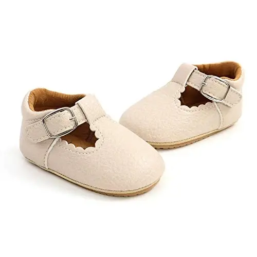 SOFMUO Baby Boys Girls Lace Up Leather Sneakers Soft Rubber Sole Infant Moccasins Newborn Oxford Loafers Anti-Slip Toddler Wedding Uniform Dress Shoes - 4