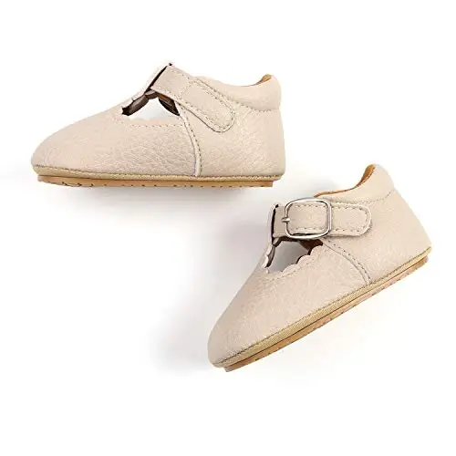 SOFMUO Baby Boys Girls Lace Up Leather Sneakers Soft Rubber Sole Infant Moccasins Newborn Oxford Loafers Anti-Slip Toddler Wedding Uniform Dress Shoes - 5