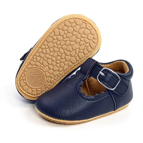 SOFMUO Baby Boys Girls Lace Up Leather Sneakers Soft Rubber Sole Infant Moccasins Newborn Oxford Loafers Anti-Slip Toddler Wedding Uniform Dress Shoes 