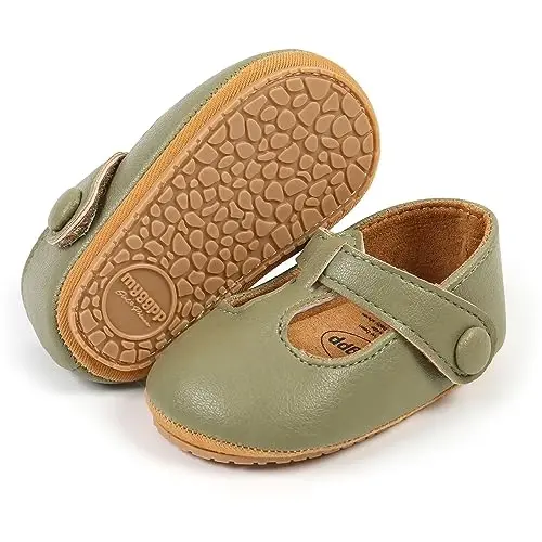 SOFMUO Baby Boys Girls Lace Up Leather Sneakers Soft Rubber Sole Infant Moccasins Newborn Oxford Loafers Anti-Slip Toddler Wedding Uniform Dress Shoes 