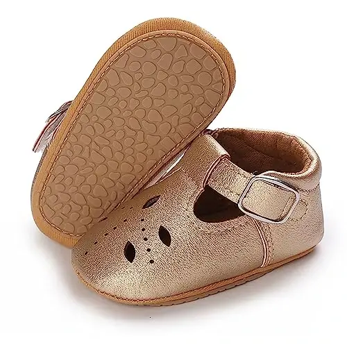 SOFMUO Baby Boys Girls Lace Up Leather Sneakers Soft Rubber Sole Infant Moccasins Newborn Oxford Loafers Anti-Slip Toddler Wedding Uniform Dress Shoes - 1