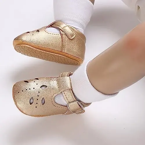 SOFMUO Baby Boys Girls Lace Up Leather Sneakers Soft Rubber Sole Infant Moccasins Newborn Oxford Loafers Anti-Slip Toddler Wedding Uniform Dress Shoes - 3