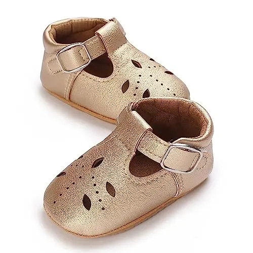 SOFMUO Baby Boys Girls Lace Up Leather Sneakers Soft Rubber Sole Infant Moccasins Newborn Oxford Loafers Anti-Slip Toddler Wedding Uniform Dress Shoes - 5