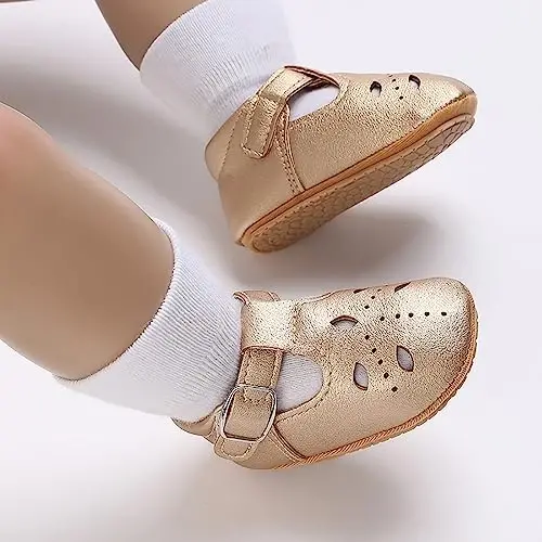 SOFMUO Baby Boys Girls Lace Up Leather Sneakers Soft Rubber Sole Infant Moccasins Newborn Oxford Loafers Anti-Slip Toddler Wedding Uniform Dress Shoes - 2