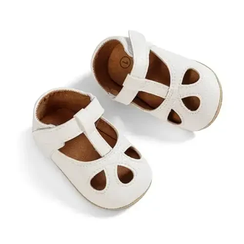 SOFMUO Baby Boys Girls Lace Up Leather Sneakers Soft Rubber Sole Infant Moccasins Newborn Oxford Loafers Anti-Slip Toddler Wedding Uniform Dress Shoes - 6