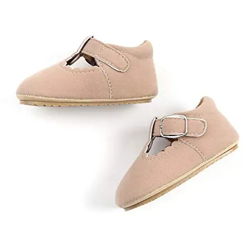 SOFMUO Baby Boys Girls Lace Up Leather Sneakers Soft Rubber Sole Infant Moccasins Newborn Oxford Loafers Anti-Slip Toddler Wedding Uniform Dress Shoes - 4