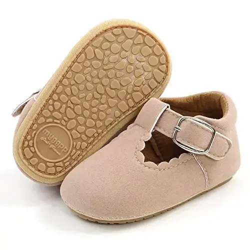 SOFMUO Baby Boys Girls Lace Up Leather Sneakers Soft Rubber Sole Infant Moccasins Newborn Oxford Loafers Anti-Slip Toddler Wedding Uniform Dress Shoes 