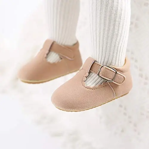 SOFMUO Baby Boys Girls Lace Up Leather Sneakers Soft Rubber Sole Infant Moccasins Newborn Oxford Loafers Anti-Slip Toddler Wedding Uniform Dress Shoes - 3