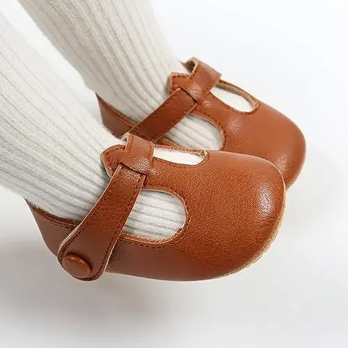 SOFMUO Baby Boys Girls Lace Up Leather Sneakers Soft Rubber Sole Infant Moccasins Newborn Oxford Loafers Anti-Slip Toddler Wedding Uniform Dress Shoes - 4