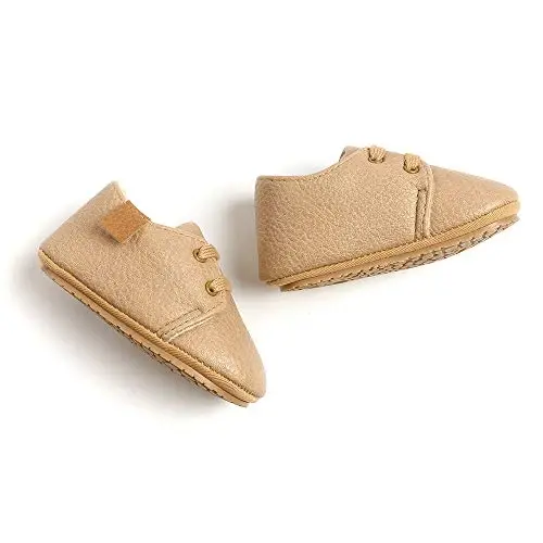 SOFMUO Baby Boys Girls Lace Up Leather Sneakers Soft Rubber Sole Infant Moccasins Newborn Oxford Loafers Anti-Slip Toddler Wedding Uniform Dress Shoes - 5