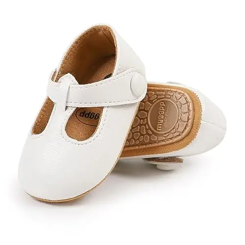 SOFMUO Baby Boys Girls Lace Up Leather Sneakers Soft Rubber Sole Infant Moccasins Newborn Oxford Loafers Anti-Slip Toddler Wedding Uniform Dress Shoes - 6