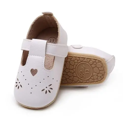 SOFMUO Baby Boys Girls Lace Up Leather Sneakers Soft Rubber Sole Infant Moccasins Newborn Oxford Loafers Anti-Slip Toddler Wedding Uniform Dress Shoes - SOFMUO (1)