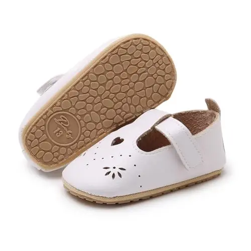 SOFMUO Baby Boys Girls Lace Up Leather Sneakers Soft Rubber Sole Infant Moccasins Newborn Oxford Loafers Anti-Slip Toddler Wedding Uniform Dress Shoes - 4