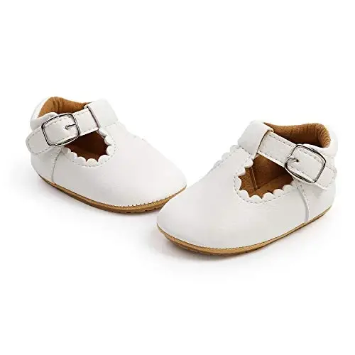 SOFMUO Baby Boys Girls Lace Up Leather Sneakers Soft Rubber Sole Infant Moccasins Newborn Oxford Loafers Anti-Slip Toddler Wedding Uniform Dress Shoes - 3