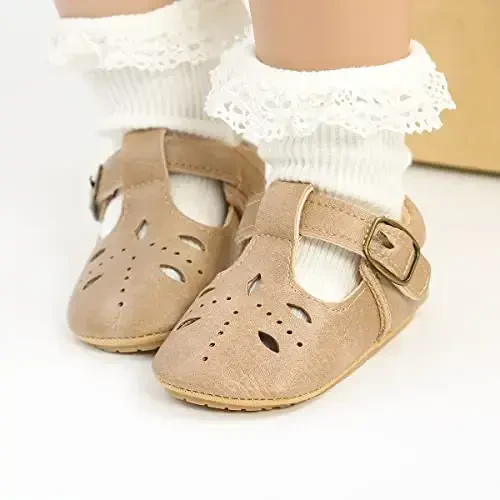 SOFMUO Baby Boys Girls Lace Up Leather Sneakers Soft Rubber Sole Infant Moccasins Newborn Oxford Loafers Anti-Slip Toddler Wedding Uniform Dress Shoes - 2