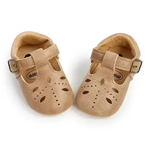 SOFMUO Baby Boys Girls Lace Up Leather Sneakers Soft Rubber Sole Infant Moccasins Newborn Oxford Loafers Anti-Slip Toddler Wedding Uniform Dress Shoes - 4