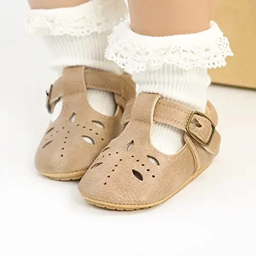 SOFMUO Baby Boys Girls Lace Up Leather Sneakers Soft Rubber Sole Infant Moccasins Newborn Oxford Loafers Anti-Slip Toddler Wedding Uniform Dress Shoes - 2