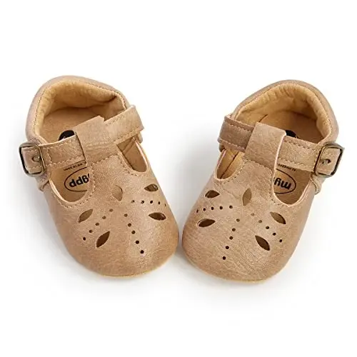 SOFMUO Baby Boys Girls Lace Up Leather Sneakers Soft Rubber Sole Infant Moccasins Newborn Oxford Loafers Anti-Slip Toddler Wedding Uniform Dress Shoes - 4