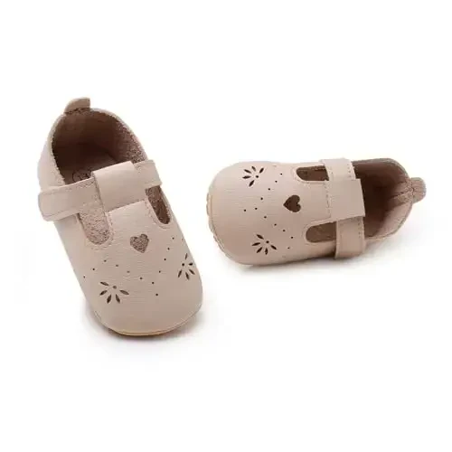 SOFMUO Baby Boys Girls Lace Up Leather Sneakers Soft Rubber Sole Infant Moccasins Newborn Oxford Loafers Anti-Slip Toddler Wedding Uniform Dress Shoes - 1