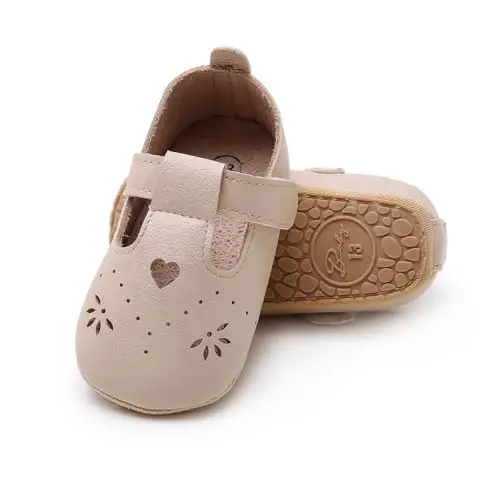 SOFMUO Baby Boys Girls Lace Up Leather Sneakers Soft Rubber Sole Infant Moccasins Newborn Oxford Loafers Anti-Slip Toddler Wedding Uniform Dress Shoes - 5