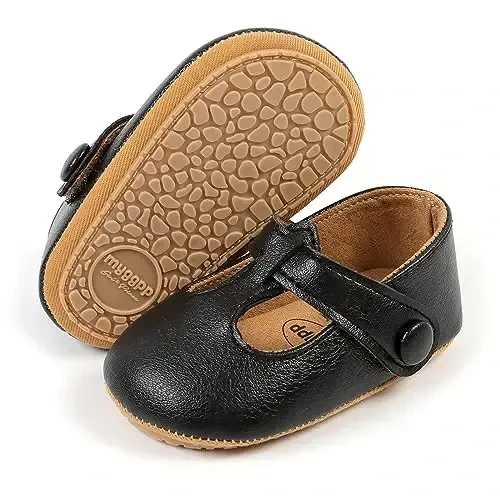 SOFMUO Baby Boys Girls Lace Up Leather Sneakers Soft Rubber Sole Infant Moccasins Newborn Oxford Loafers Anti-Slip Toddler Wedding Uniform Dress Shoes - 1