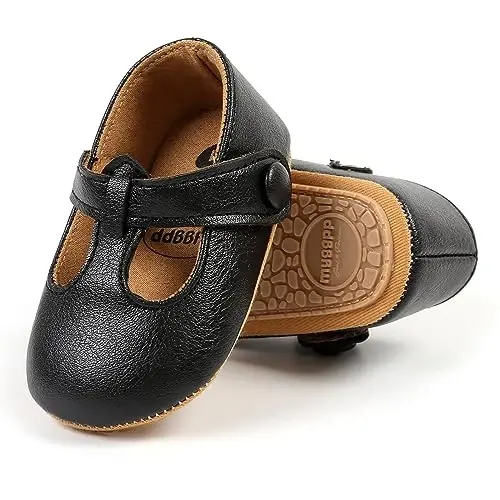 SOFMUO Baby Boys Girls Lace Up Leather Sneakers Soft Rubber Sole Infant Moccasins Newborn Oxford Loafers Anti-Slip Toddler Wedding Uniform Dress Shoes - 5