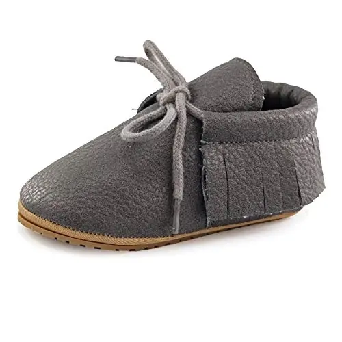 SOFMUO Baby Boys Girls Lace Up Leather Sneakers Soft Rubber Sole Infant Moccasins Newborn Oxford Loafers Anti-Slip Toddler Wedding Uniform Dress Shoes - 1