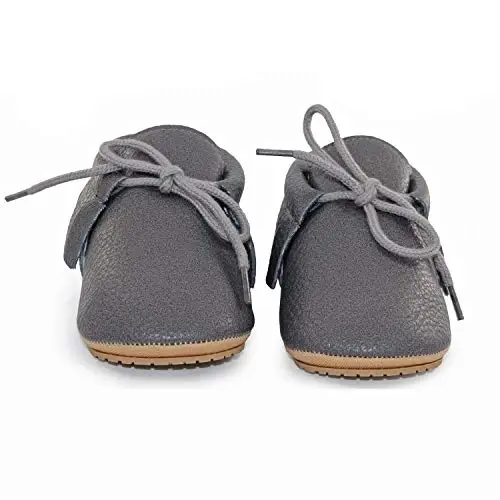 SOFMUO Baby Boys Girls Lace Up Leather Sneakers Soft Rubber Sole Infant Moccasins Newborn Oxford Loafers Anti-Slip Toddler Wedding Uniform Dress Shoes - 3