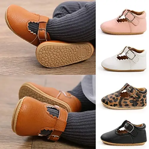 SOFMUO Baby Boys Girls Lace Up Leather Sneakers Soft Rubber Sole Infant Moccasins Newborn Oxford Loafers Anti-Slip Toddler Wedding Uniform Dress Shoes - SOFMUO (1)