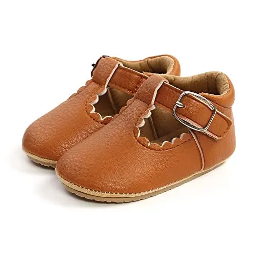SOFMUO Baby Boys Girls Lace Up Leather Sneakers Soft Rubber Sole Infant Moccasins Newborn Oxford Loafers Anti-Slip Toddler Wedding Uniform Dress Shoes - 5