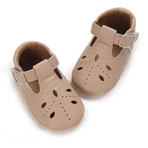 SOFMUO Baby Boys Girls Lace Up Leather Sneakers Soft Rubber Sole Infant Moccasins Newborn Oxford Loafers Anti-Slip Toddler Wedding Uniform Dress Shoes - 4