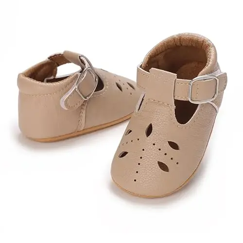 SOFMUO Baby Boys Girls Lace Up Leather Sneakers Soft Rubber Sole Infant Moccasins Newborn Oxford Loafers Anti-Slip Toddler Wedding Uniform Dress Shoes - 5