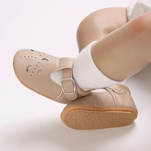 SOFMUO Baby Boys Girls Lace Up Leather Sneakers Soft Rubber Sole Infant Moccasins Newborn Oxford Loafers Anti-Slip Toddler Wedding Uniform Dress Shoes - 2