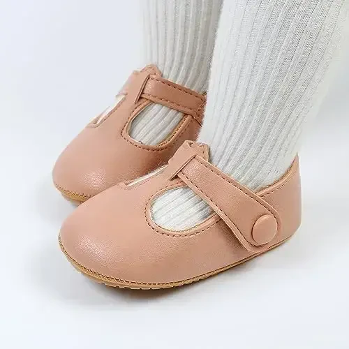 SOFMUO Baby Boys Girls Lace Up Leather Sneakers Soft Rubber Sole Infant Moccasins Newborn Oxford Loafers Anti-Slip Toddler Wedding Uniform Dress Shoes - 4