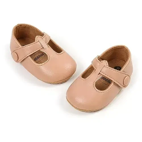 SOFMUO Baby Boys Girls Lace Up Leather Sneakers Soft Rubber Sole Infant Moccasins Newborn Oxford Loafers Anti-Slip Toddler Wedding Uniform Dress Shoes - 6