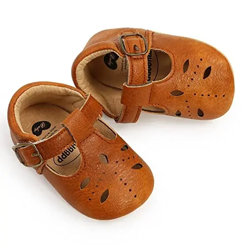 SOFMUO Baby Boys Girls Lace Up Leather Sneakers Soft Rubber Sole Infant Moccasins Newborn Oxford Loafers Anti-Slip Toddler Wedding Uniform Dress Shoes - 3