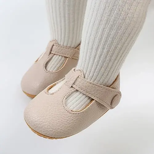SOFMUO Baby Boys Girls Lace Up Leather Sneakers Soft Rubber Sole Infant Moccasins Newborn Oxford Loafers Anti-Slip Toddler Wedding Uniform Dress Shoes - 3